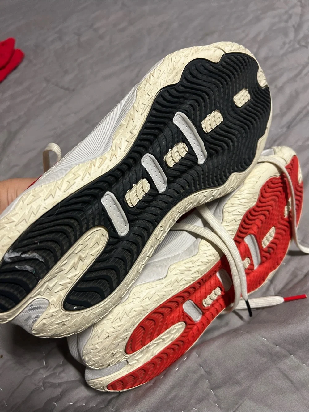 adidas White and Red Men's High-Top Basketball Sneakers